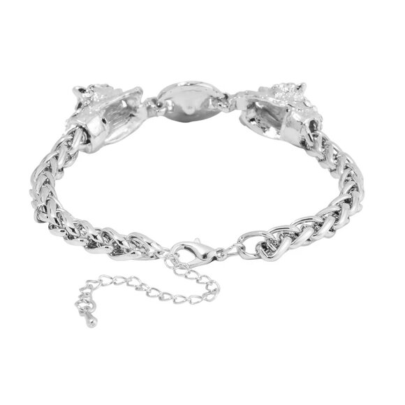 Black and White Austrian Crystal and Enameled Tiger Bracelet in Silvertone - Picture 3 of 3